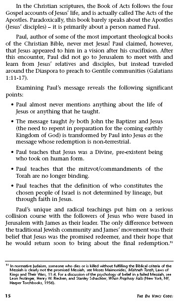 Jews for Judaism, Da Vinci Code 15